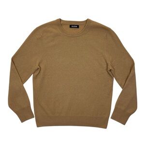 Naadam Sweater Men's Medium Beige 100% Cashmere Crewneck Ribbed Knit Pullover